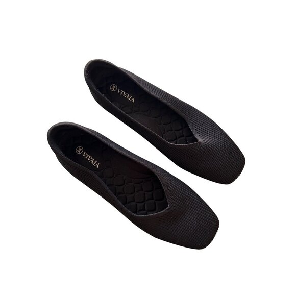 Vivaia Margot Womens Sz 39.5 Cloud Walker Slip On Square Toe Flats Black - Picture 1 of 7